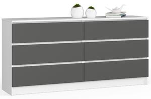 Ak furniture Komoda Kuba 160 cm 6 šuplíků bílá/grafitová