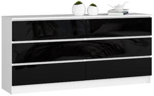 Ak furniture Komoda Rollo V 160,4 cm bílá/černá lesklá