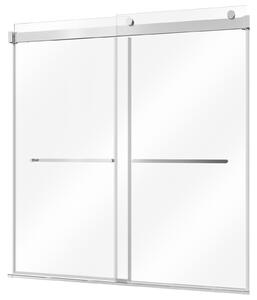 SucceBuy Bezrámová sprchová stěna pro vanu, 1524x1524 mm, 8 mm čiré tvrzené sklo, dvoukřídlé posuvné dveře s nerezovými madly a nano-povlakem, vhodná pro vany i sprchy