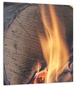 Obraz hořícího dřeva (30x30 cm)