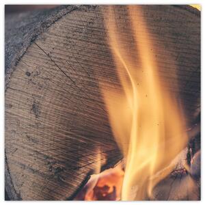 Obraz hořícího dřeva (30x30 cm)
