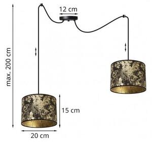 Závěsné svítidlo Werona Spider, 2x černé/zlaté textilní stínítko, g