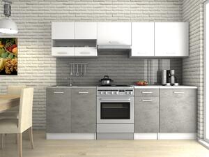 Kuchyňská linka LUIZA III 240x180 - Bílá + beton