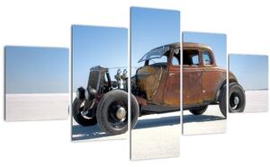 Obraz auta v poušti (125x70 cm)
