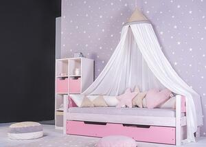 Masivní dětská postel Benjamin Bubbles 90x200cm s nebesy a přistýlkou - výběr odstínů