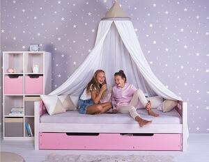 Masivní dětská postel Benjamin Bubbles 90x200cm s nebesy a úložným prostorem - výběr odstínů