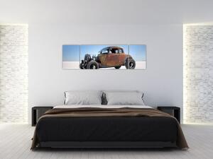 Obraz auta v poušti (170x50 cm)