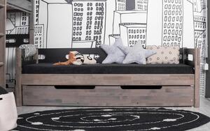 Masivní dětská postel Benjamin Bubbles 90x200cm se zábranou a úložným prostorem - výběr odstínů
