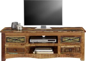 NÍZKÁ KOMODA, recyklované dřevo, vícebarevná, 140/50/45 cm Landscape - TV stolky & komody pod TV