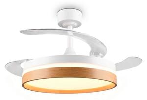 Trio Leuchten R69642101 VOLDA - Stropní LED ventilátor s dálkovým ovladačem v imitaci dřeva, LED 30W, 3500lm, 2700-6500K, Ø 106cm (LED stropní ventilátor stmívatelný ovladačem s možností změny barvy světla)