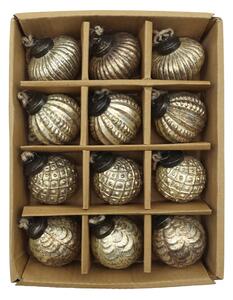 Vánoční baňka Antique Champagne Ø 5,5 cm – set 12 ks