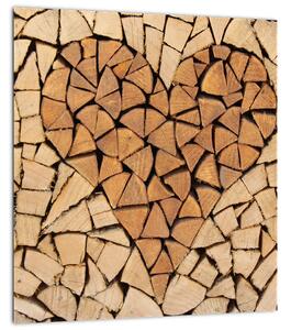 Obraz - Srdce ze dřeva (30x30 cm)