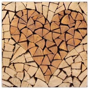 Obraz - Srdce ze dřeva (30x30 cm)