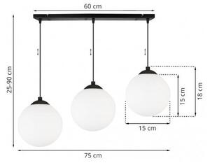 Závěsné svítidlo Florence, 3x bílé skleněné stínítko