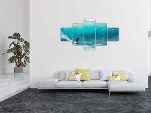 Obraz surfaře ve vlnách (125x70 cm)