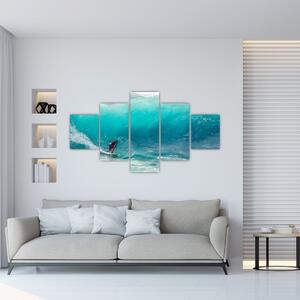 Obraz surfaře ve vlnách (125x70 cm)