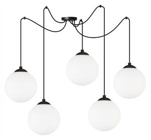Závěsné svítidlo Florence Spider, 5x bílé skleněné stínítko