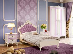 Dětská postel s roštem Comtesa 90x200cm - alabastr/fialová