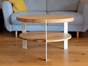 Konferenční stolek Kulík Typ a sukovitost dřeva: Dub sukovitý/rustikální (0 Kč), Barva kovových nohou: Černá mat - RAL 9005 (0 Kč), Průměr stolu (cm): 70 (cm)