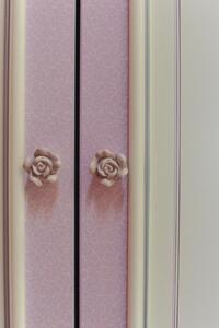 Třídveřová šatní skříň Comtesa - alabastr/fialová