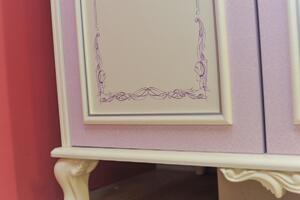 Třídveřová šatní skříň se zrcadlem Comtesa - alabastr/fialová