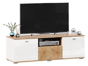 TV stolek Markus 140 - bílý lesk/dub zlatý