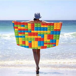 Plážová barevná osuška s motivem lego kostek 100 x 180 cm