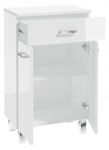 Skříňka stojící Deftrans bílá lesklá 80x50x30 cm 2 dvířka 1 šuplík
