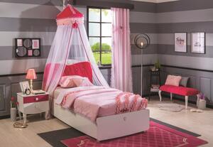 Dětská postel Rosie 100x200cm s úložným prostorem - bílá/rubínová