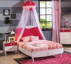 Studentská postel 120x200cm Rosie - bílá/rubínová