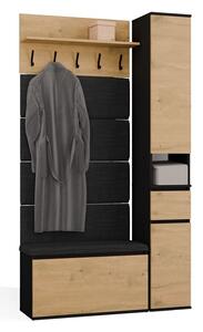 TP Living Předsíňová stěna se skříní Lior 110 cm černá/dub Artisan