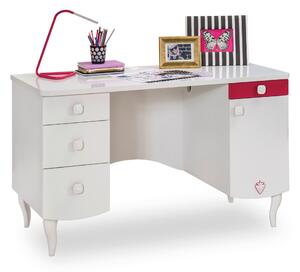 Dětský psací stůl Rosie I - bílá/rubínová