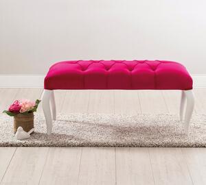 Čalouněný taburet Rosie - růžová/bílá