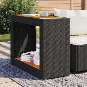 Zahradní stůl s dřevěnou deskou černý 100x40x75 cm polyratan