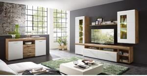 OBÝVACÍ STĚNA, bílá, barvy dubu Xora - Kompletní obývací stěny