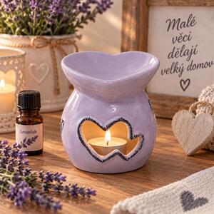 Aromalampa keramická fialová se srdíčkem 8 cm 9000403