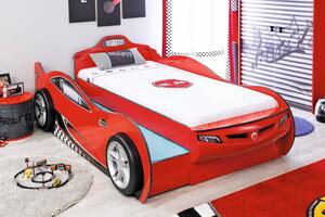 Dětská postel auto SUPER s přistýlkou 90x190cm - červená