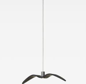 Designové závěsné svítidlo Brokis Night Birds Mini PC1386 Povrch Montury: Stříbrný elox, Barva skla: Šedá kouřová - masiv, Baldachýn: Kov - černý matovaný komaxit se strukturou