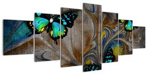 Obraz - Zářiví motýli na obraze (210x100 cm)