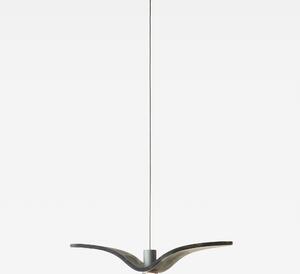 Designové závěsné svítidlo Brokis Night Birds Mini PC1385 Povrch Montury: Stříbrný elox, Barva skla: Šedá kouřová - masiv, Baldachýn: Kov - černý matovaný komaxit se strukturou
