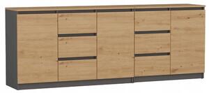 Komoda TopEshop 200 x 40 x 75 cm antracit matná