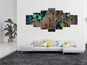 Obraz - Zářiví motýli na obraze (210x100 cm)