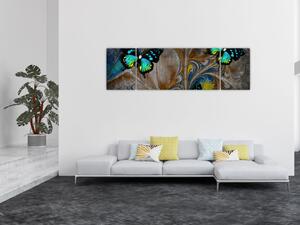 Obraz - Zářiví motýli na obraze (170x50 cm)