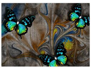 Obraz - Zářiví motýli na obraze (70x50 cm)