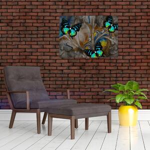 Obraz - Zářiví motýli na obraze (70x50 cm)