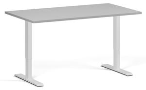 Výškově nastavitelný stůl, 2 motory, 745 - 1215 mm, deska 1400 x 800 mm, bílá podnož, šedá