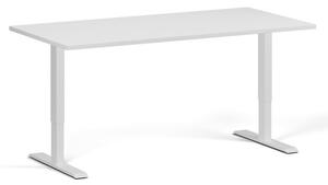 Výškově nastavitelný stůl, 2 motory, 745 - 1215 mm, deska 1600 x 800 mm, bílá podnož, bílá