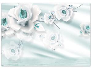 Obraz - Tyrkysové květy růží (70x50 cm)