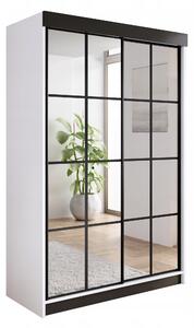 Skříň posuvná Kier bari 150x200x62 cm bílá/černá/dub sonoma/jasan
