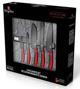 BERLINGERHAUS Sada nožů s magnetickým držákem Burgundy Metallic Line 6 ks BH-2534
